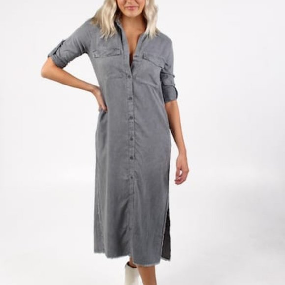 #36❤️ BELLA DAHL SHIRT DRESS IN GUNMETAL - Picture 2 of 2